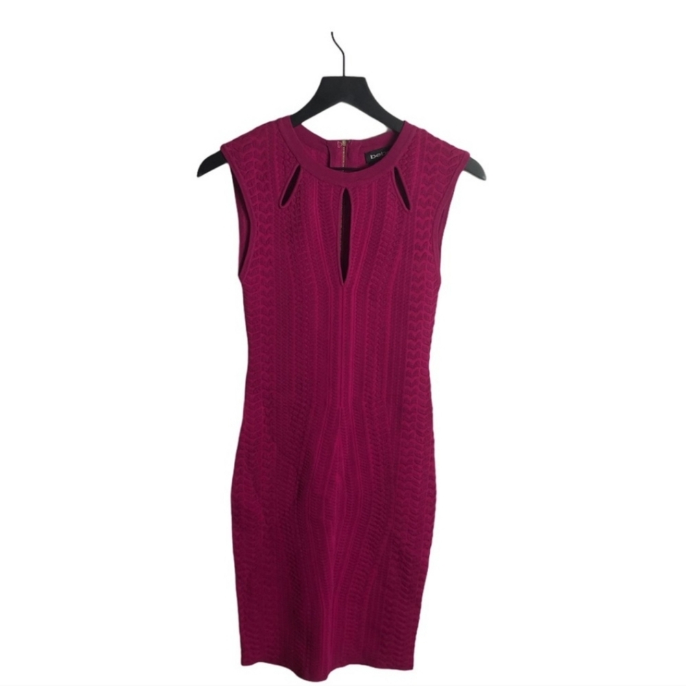 Bebe Magenta Key Hole Bodycon dress Small